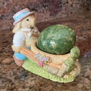 Vintage Egg Springtime Bunny with Basket & Flower Cart, Fran’s Hallmark